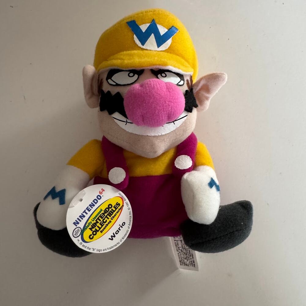 Wario Nintendo 64 Collectible Vintage 1997 Bean Bag Plush Official BD&A